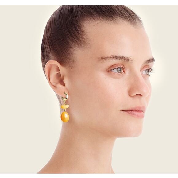 NWT J. Crew Gold/Brown Semiprecious Stone Drop Earrings - Sold Separately - Picture 2 of 11